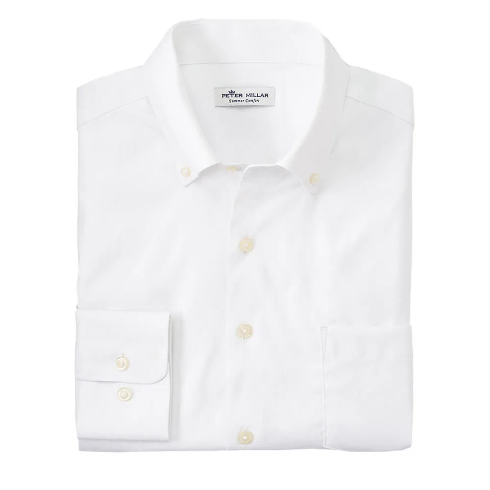 Peter Millar Collins Performance Oxford Classic Fit Sport Shirt - White