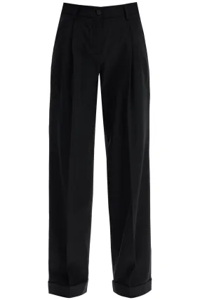 Pinko Twill Wide-Leg Trousers In Pal