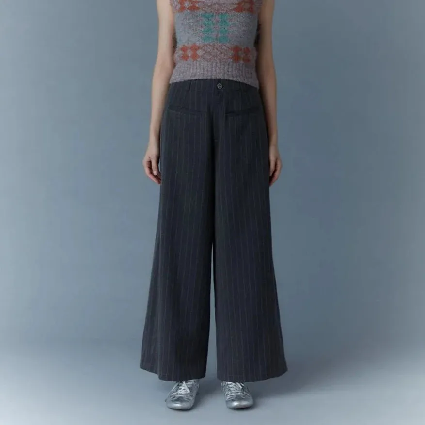 Pinstripe wide leg trousers