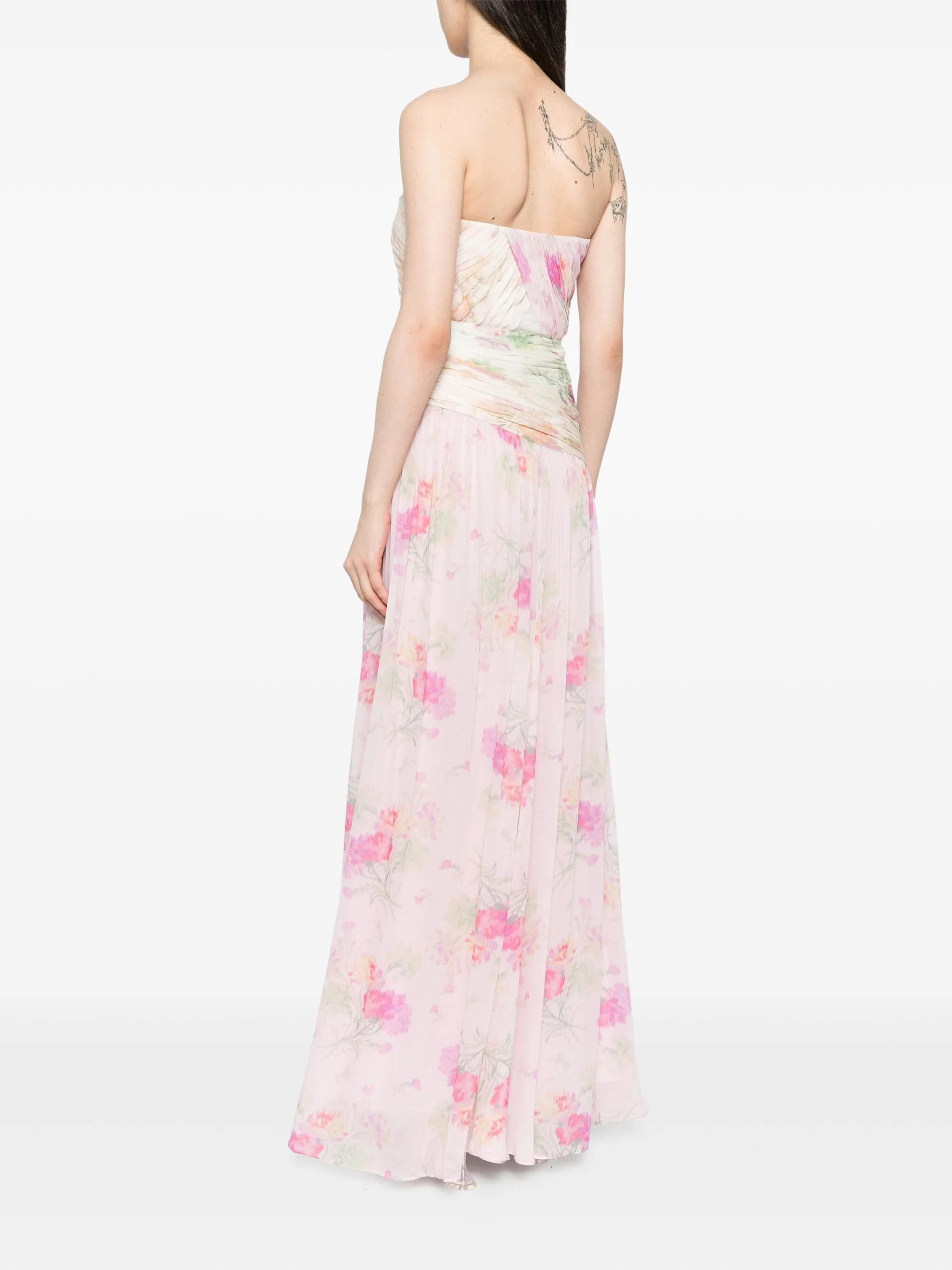 PINTIL STRAPLESS FLORAL GOWN DRESS