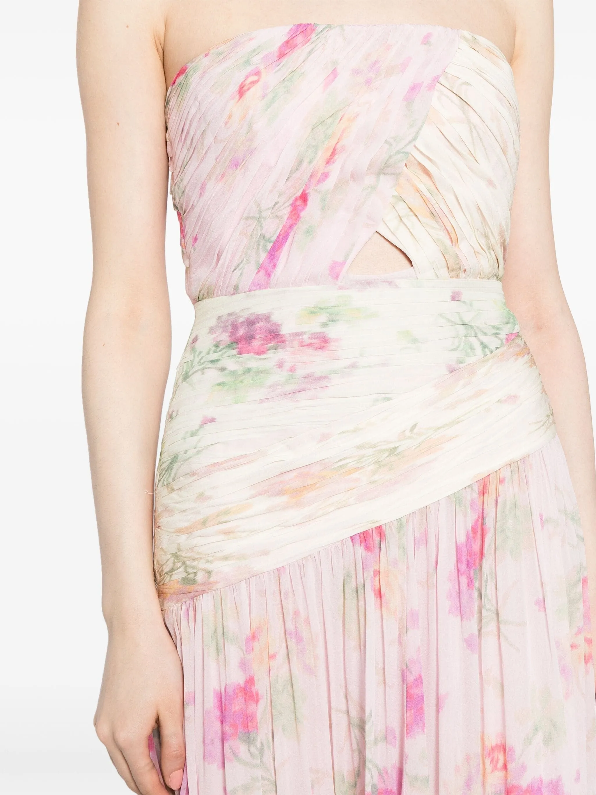 PINTIL STRAPLESS FLORAL GOWN DRESS