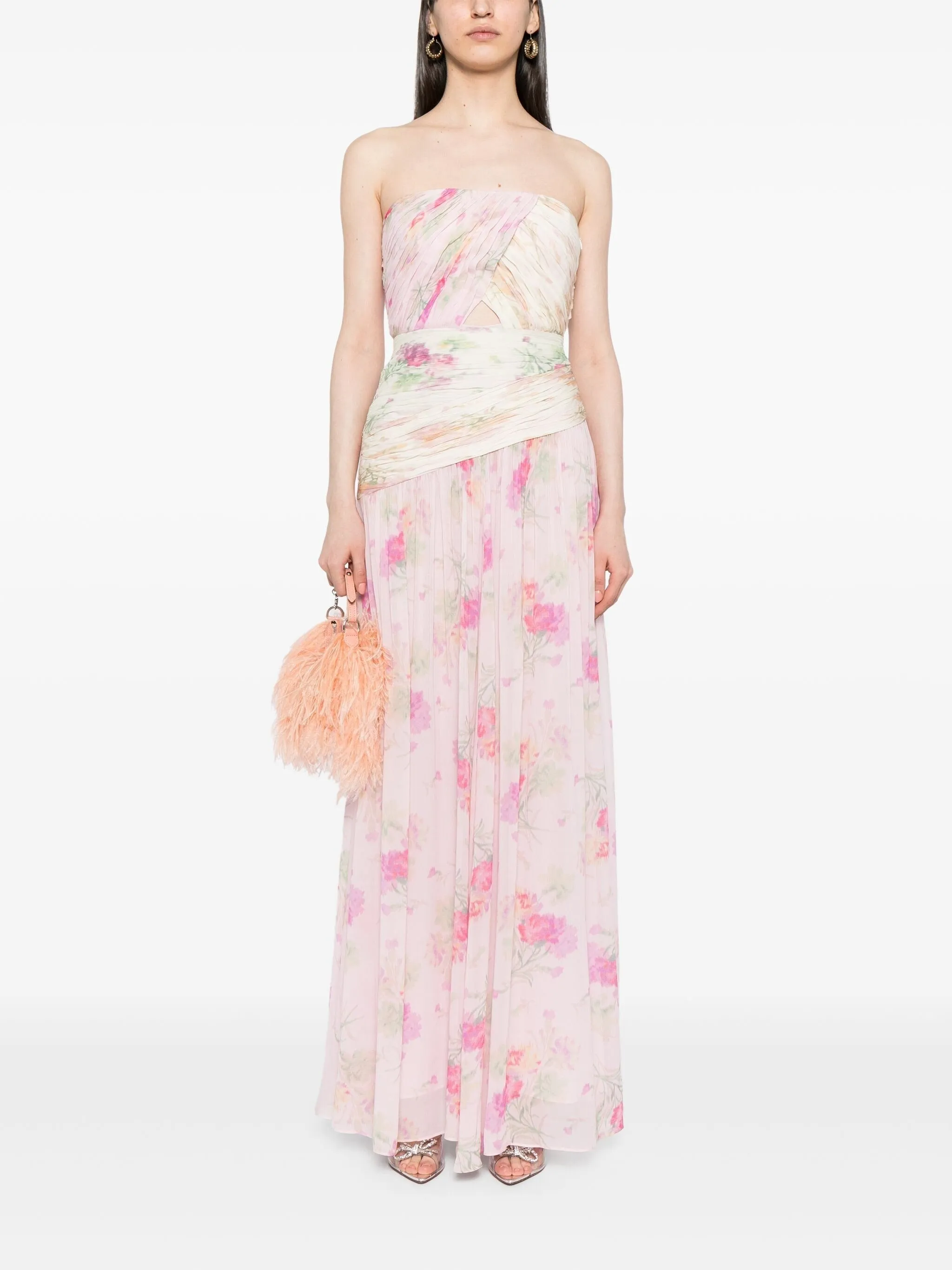 PINTIL STRAPLESS FLORAL GOWN DRESS