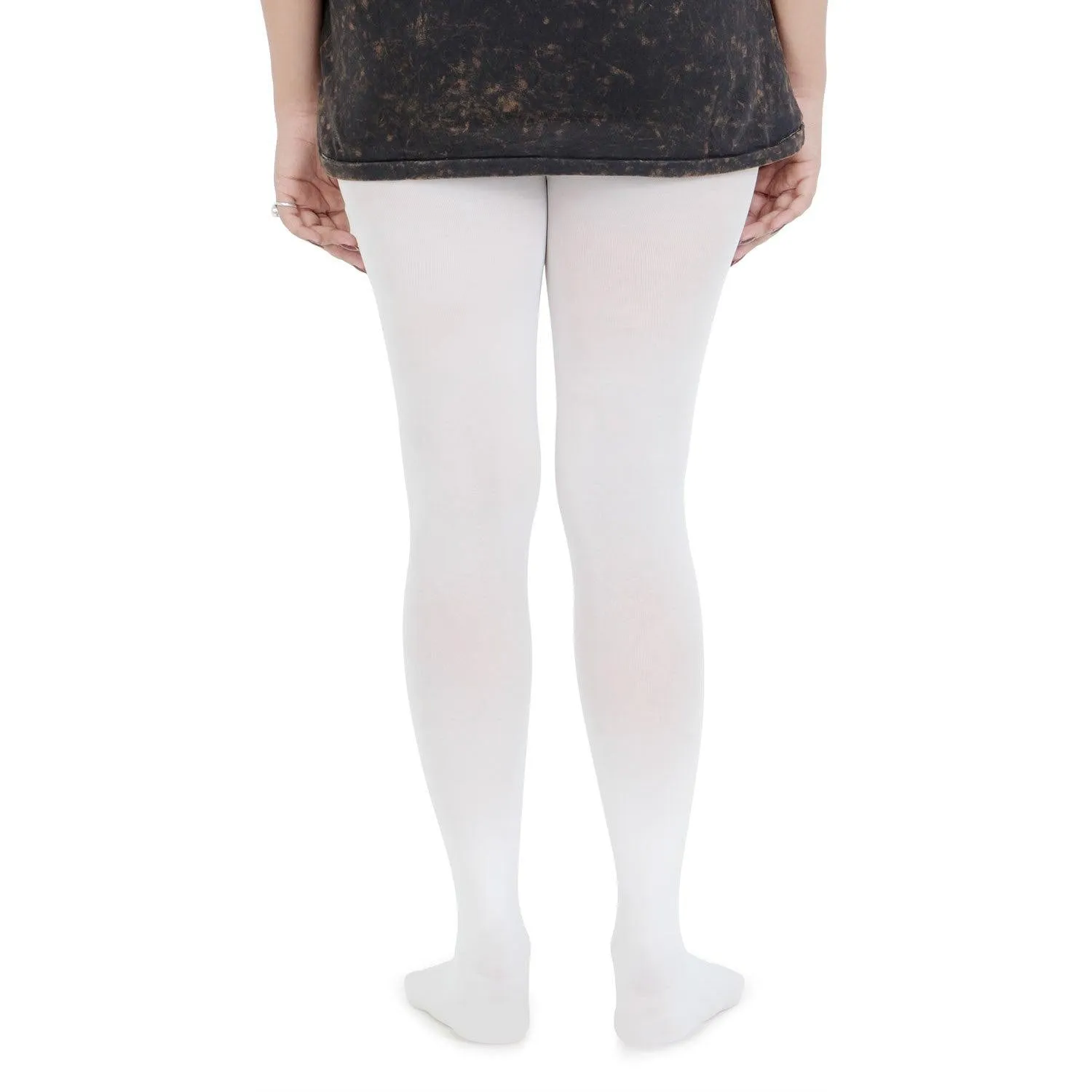 Plain Knitted Tights For Girls - White