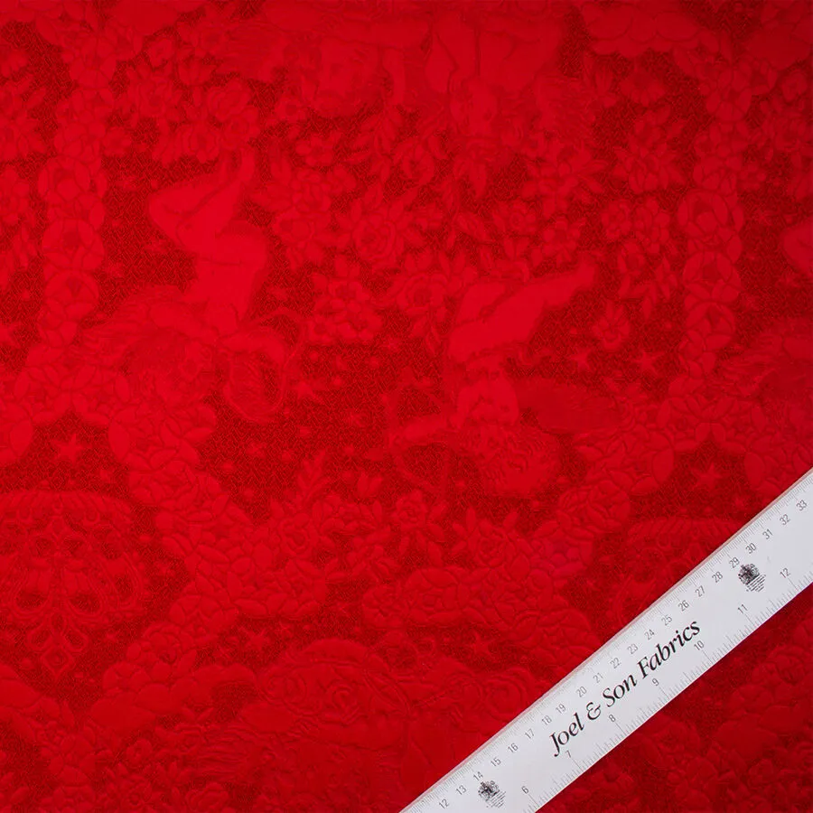 Red 'Cherub' Jacquard Stretch Cloqué