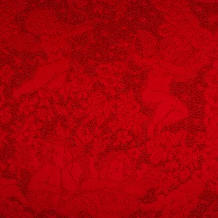 Red 'Cherub' Jacquard Stretch Cloqué