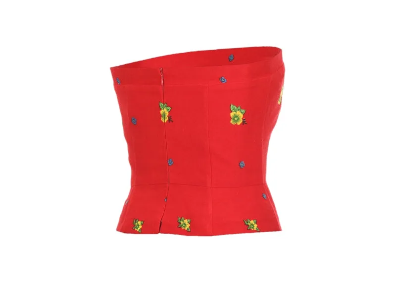 Red Straight Corset small flower print