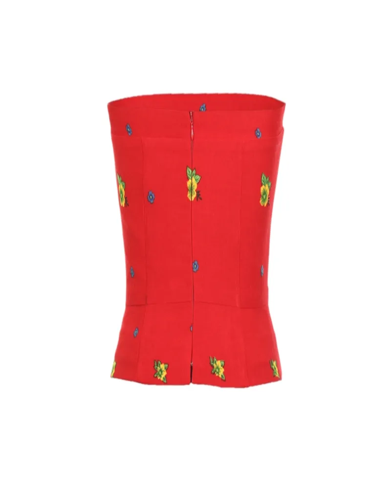 Red Straight Corset small flower print