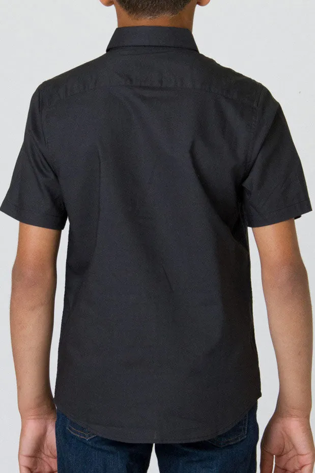 RVCA That'll Do Oxford Short Sleeve Boys Shirt - Black