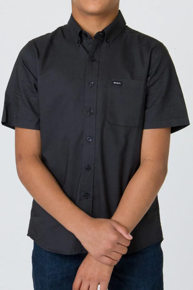 RVCA That'll Do Oxford Short Sleeve Boys Shirt - Black