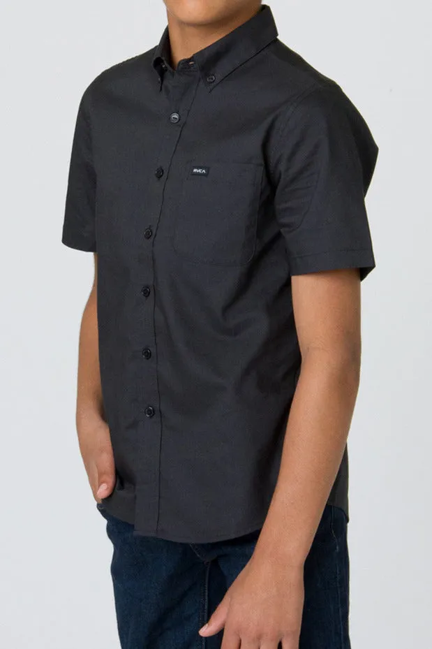 RVCA That'll Do Oxford Short Sleeve Boys Shirt - Black