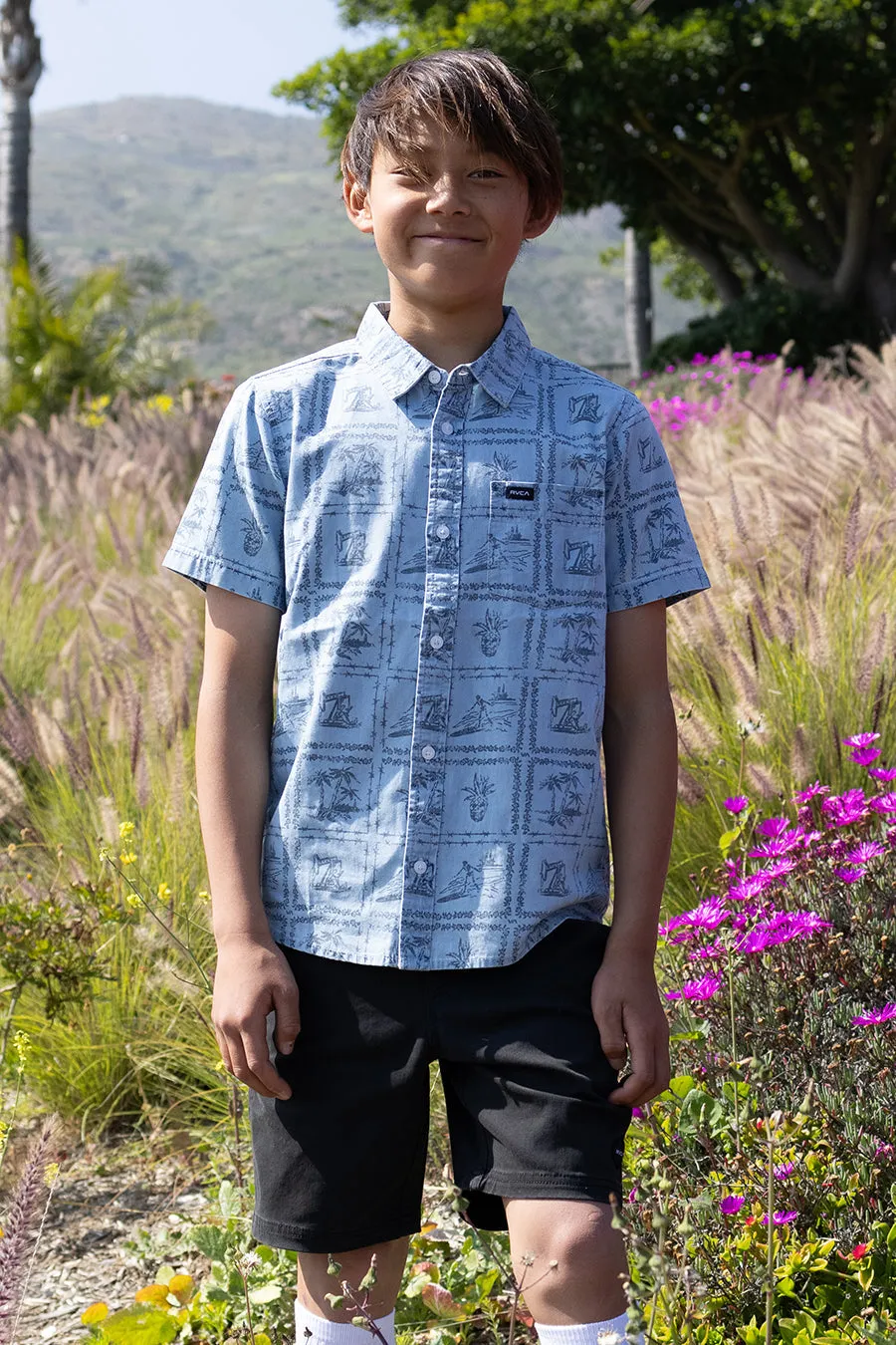 RVCA That'll Do Oxford Short Sleeve Boys Shirt - Black