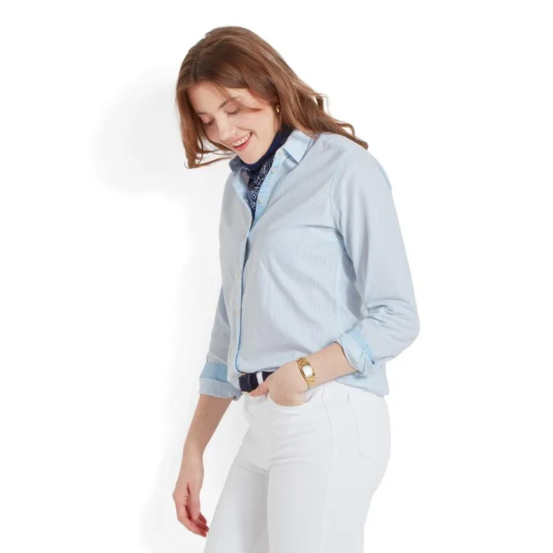 Schoffel Cley Soft Oxford Ladies Shirt - Pale Blue Stripe