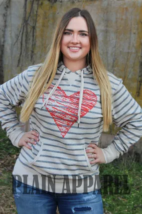 Stripe Heart Hoodie