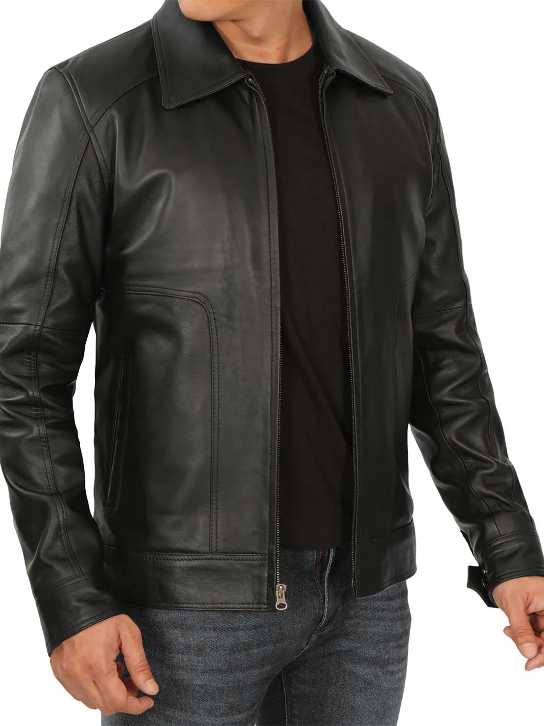 Thomas Mens Black Vintage Real Leather Jacket