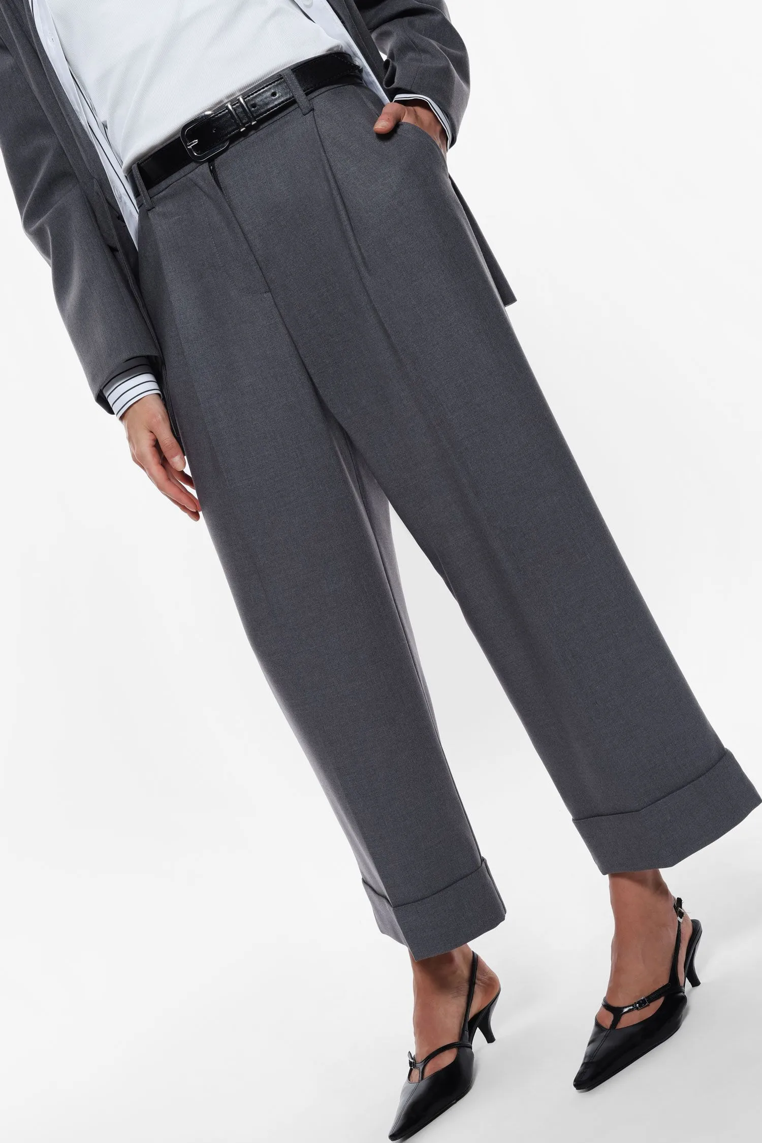 Wide Leg Cropped Trousers