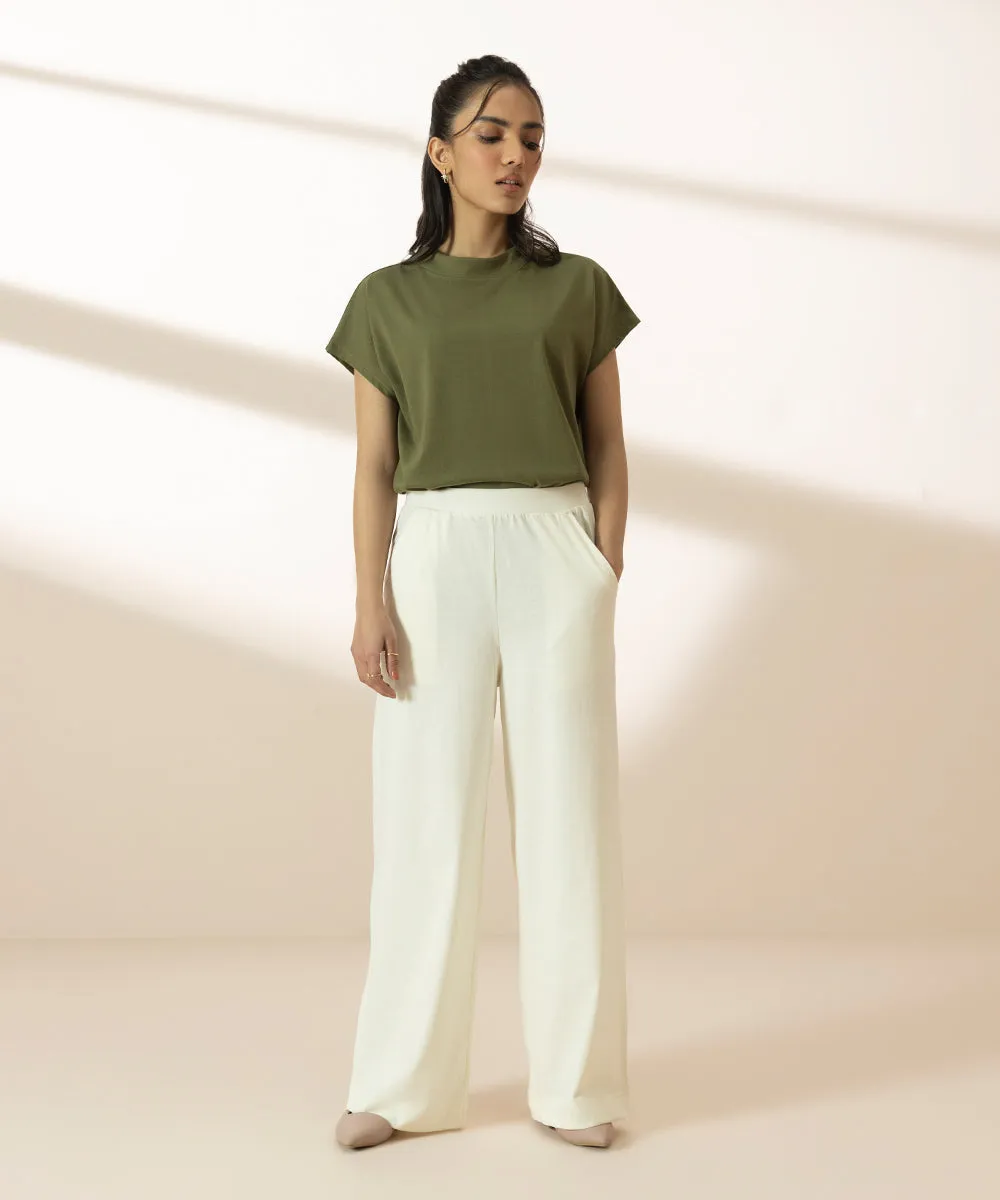 Wide Leg Jersey Trousers