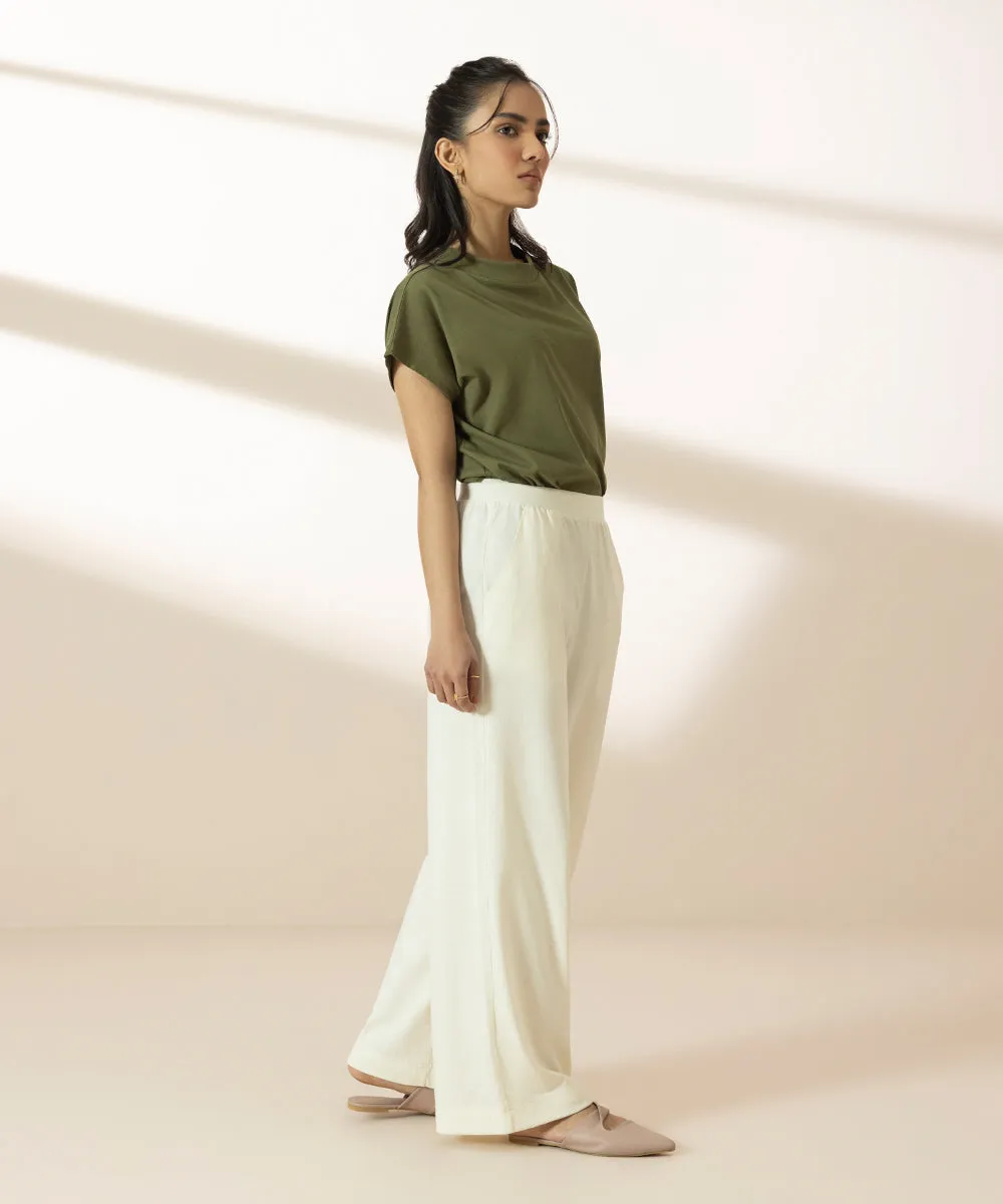 Wide Leg Jersey Trousers