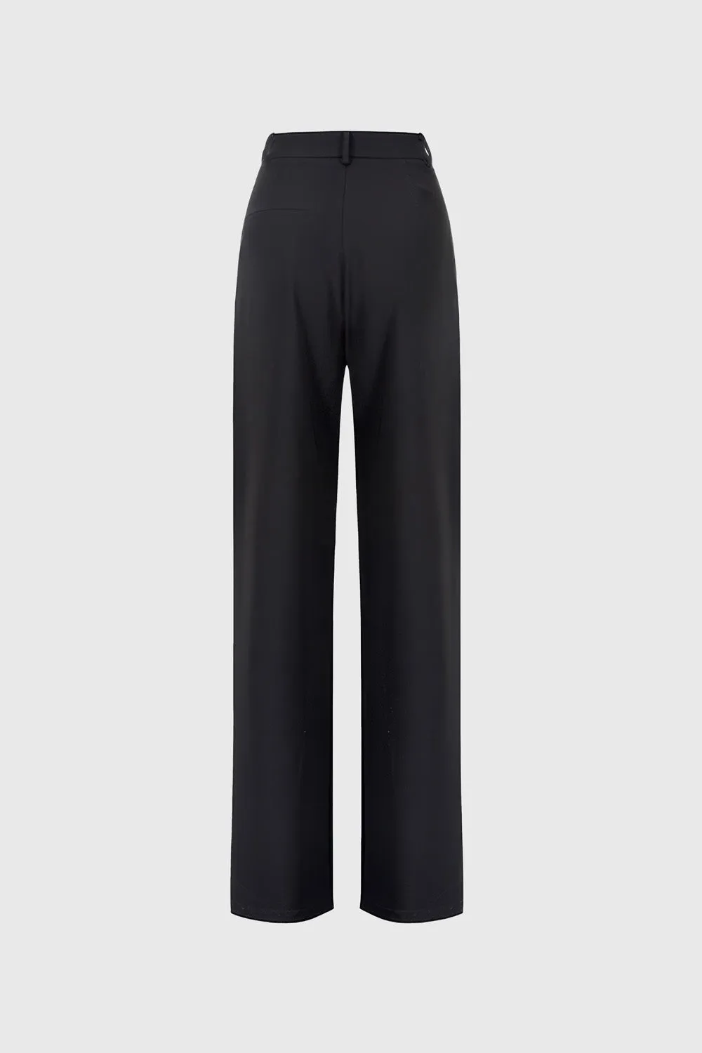 Wide Leg Pleated Trousers - Black