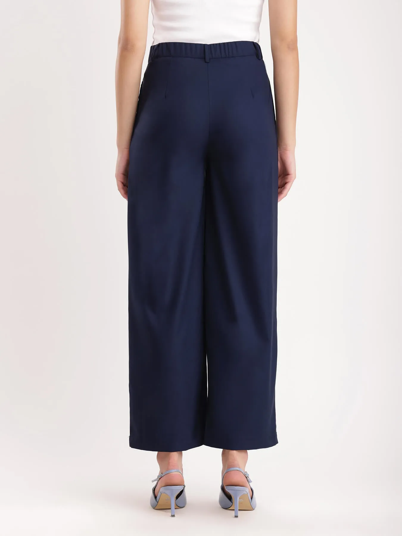 Wide Leg Trousers - Navy