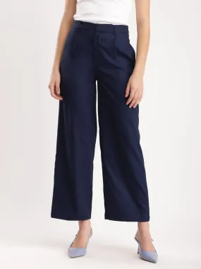 Wide Leg Trousers - Navy